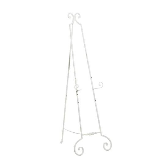 White Metal Country Cottage Easel, 61&#x22; x 20&#x22; x 27&#x22;